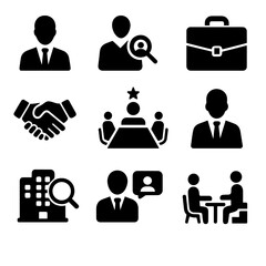 Contract business boardroom executive vector suit search briefcase grid interview ladder icon