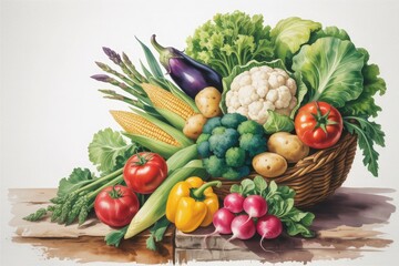Fresh Farm Vegetables Illustration

