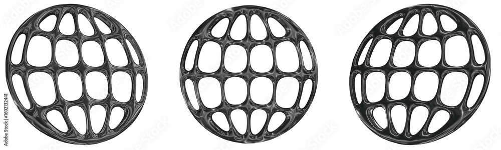 Fototapete y2k chrome grid sphere — futuristic png element. y2k-inspired chrome grid sphere, designed in a retr