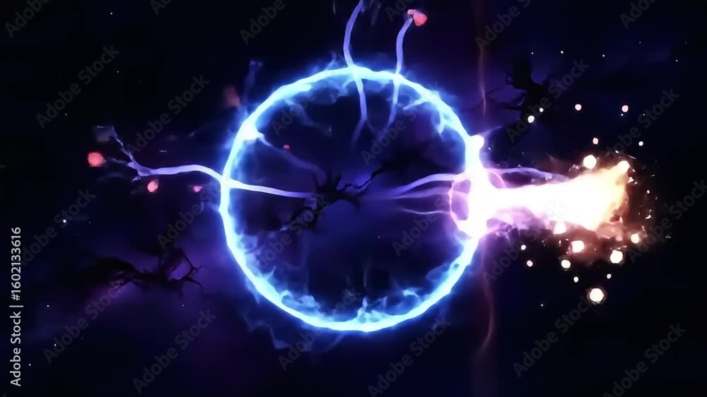 Poster dynamic plasma sphere displaying electric discharge patterns