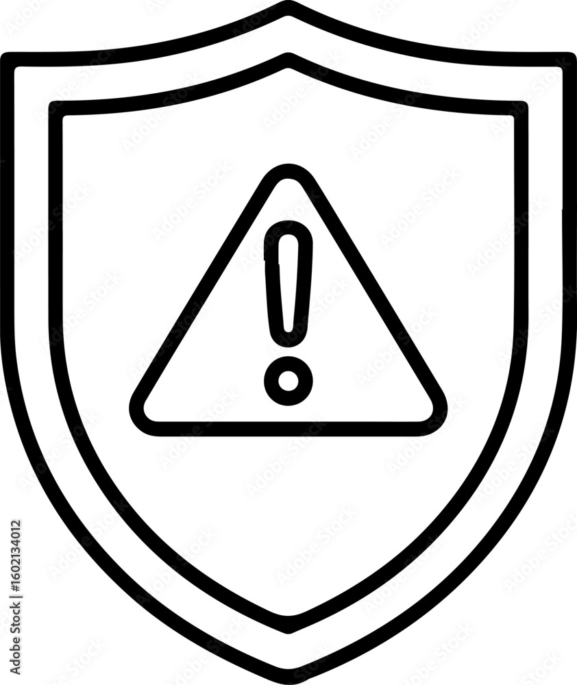 Poster shield with an exclamation mark inside a triangle indicating danger or warning