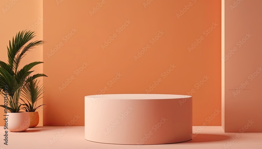 Fototapete background 3d scene with podium, minimal product display mock up scene and geometric shape object. 3