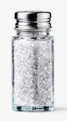 Clear glass salt shaker with metal lid (1)