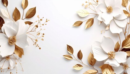 Elegant floral arrangement with golden accents studio setting decorative art minimalist background aesthetic view floral design inspiration