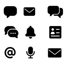 Chat icon bubble message icons vector bell mention contact communication voice dots