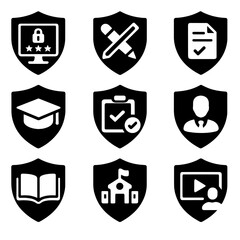 Test protection shield vector virtual privacy security plagiarism safety icons school icon