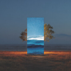 Fototapeta premium Tranquil portal framed by trees