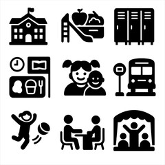 Recess stop hallway life vector playground bus icon school event icons mascot