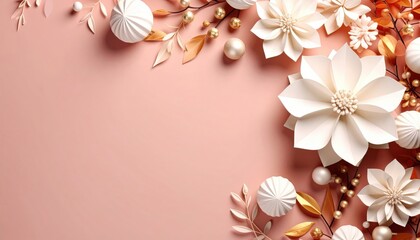 Elegant paper flowers arrangement on soft pink background decorative art for home decor captivating visuals contemporary style