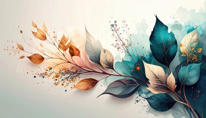 Colorful autumn leaves and floral design nature artwork tranquil environment artistic viewpoint seasonal concept for home decor