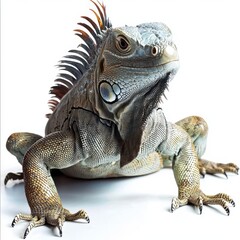 Green Iguana Isolated on White Background