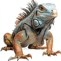 Colorful iguana on a white background
