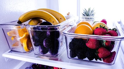Refrigerator fruit storage, organized produce bins