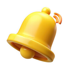 Fototapeta premium Bright yellow bell with sound waves on black background notification alert