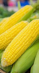 Close-up of bright yellow corn on the cob
