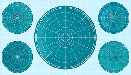 Teal Circular Charts with Grid Background.
