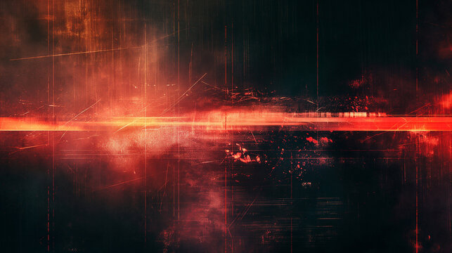 Abstract Red and Black Grunge Texture: Distressed Industrial Background with Scratches and Overlay