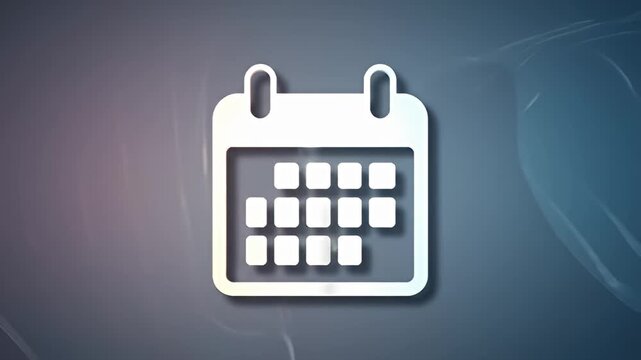 Stylized white calendar icon on gray-blue gradient background