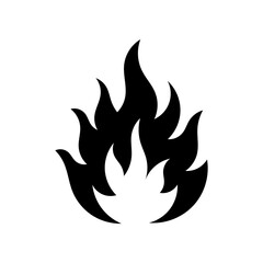  A stylized flame icon in solid black with dynamic curving edges