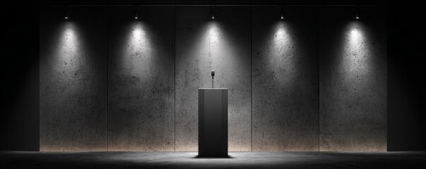 Spotlit Podium, Concrete Wall, Spotlight, Speech