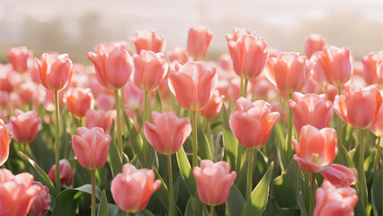 pink tulips in spring