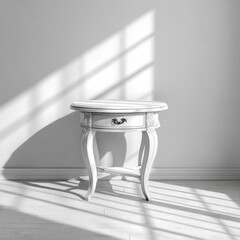 White Round Table with Sunlight, Interior, Furniture
