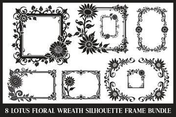 8 Lotus Floral Frame Bundle
