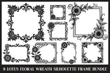 8 Lotus Floral Frame Bundle