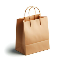 A brown paper shopping bag isolated on white background