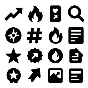 Trends highlight trending post flame icons icon content media discover vector popular