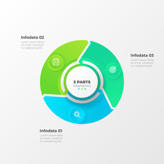 Simple steps infographic design element with marketing icons and 3 options, cycle or parts. Visualization business processes. Vector illustration.