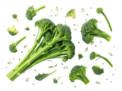 Fresh broccolini showcases vibrant green hues and intricate textures, perfect for healthy dishes and vibrant salads