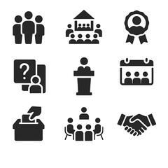 Collection speaker citizen question icon icons vector local public community badge town