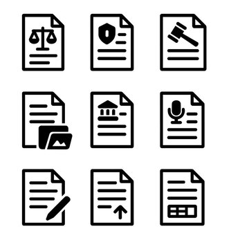 Document legal vector icon plea witness record transcript trial set court ruling