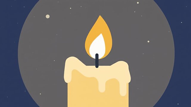 Simple vector art of a candle burning against a starry night sky