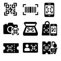 Payment code smartphone scan camera icon event product qr purchase vector