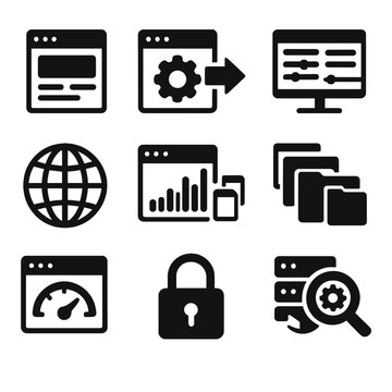 Site manager vector icon seo set website migration backup file domain