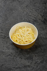 boiled long noodles with cheese