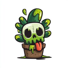 Funny Slime-Dripping Zombie Plant Character Illustration
