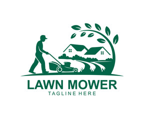 Lawn Mower Logo Design | Landscaping Service Icon | Garden Care Vector