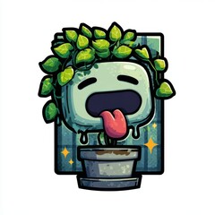 Funny Slime-Dripping Zombie Plant Character Illustration