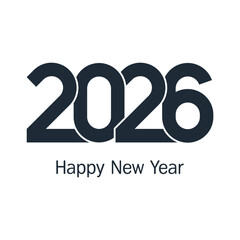 Happy New Year 2026 logo text design. Cover of business diary for 2026 with wishes. Brochure design template, card, banner. Vector illustration. Isolated on white background.