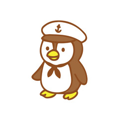 Cute Cartoon Penguin Sailor Illustration