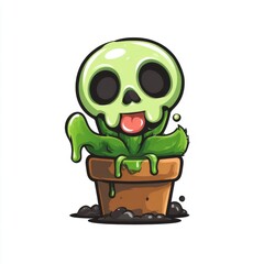 Funny Slime-Dripping Zombie Plant Character Illustration