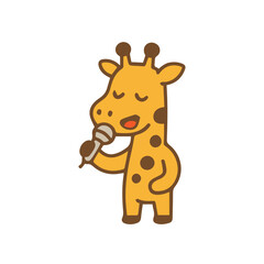 Singing Giraffe Cartoon with Microphone