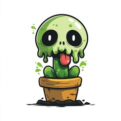 Funny Slime-Dripping Zombie Plant Character Illustration