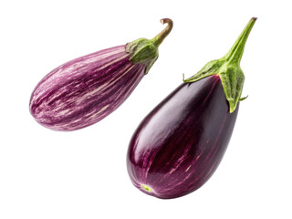Fresh eggplants showcase vibrant colors and unique patterns, perfect for healthy dishes and culinary creativity