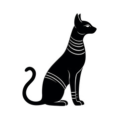 Egyptian Cat Silhouette with Gold Accents  