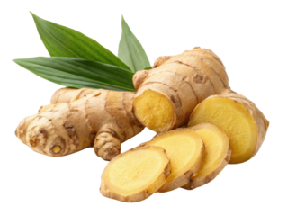 Fresh ginger root with vibrant yellow slices showcases its natural beauty and health benefits. This aromatic spice adds flavor and warmth to