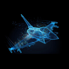 euro typhoon x-ra waireframe icon 3D jet fighter